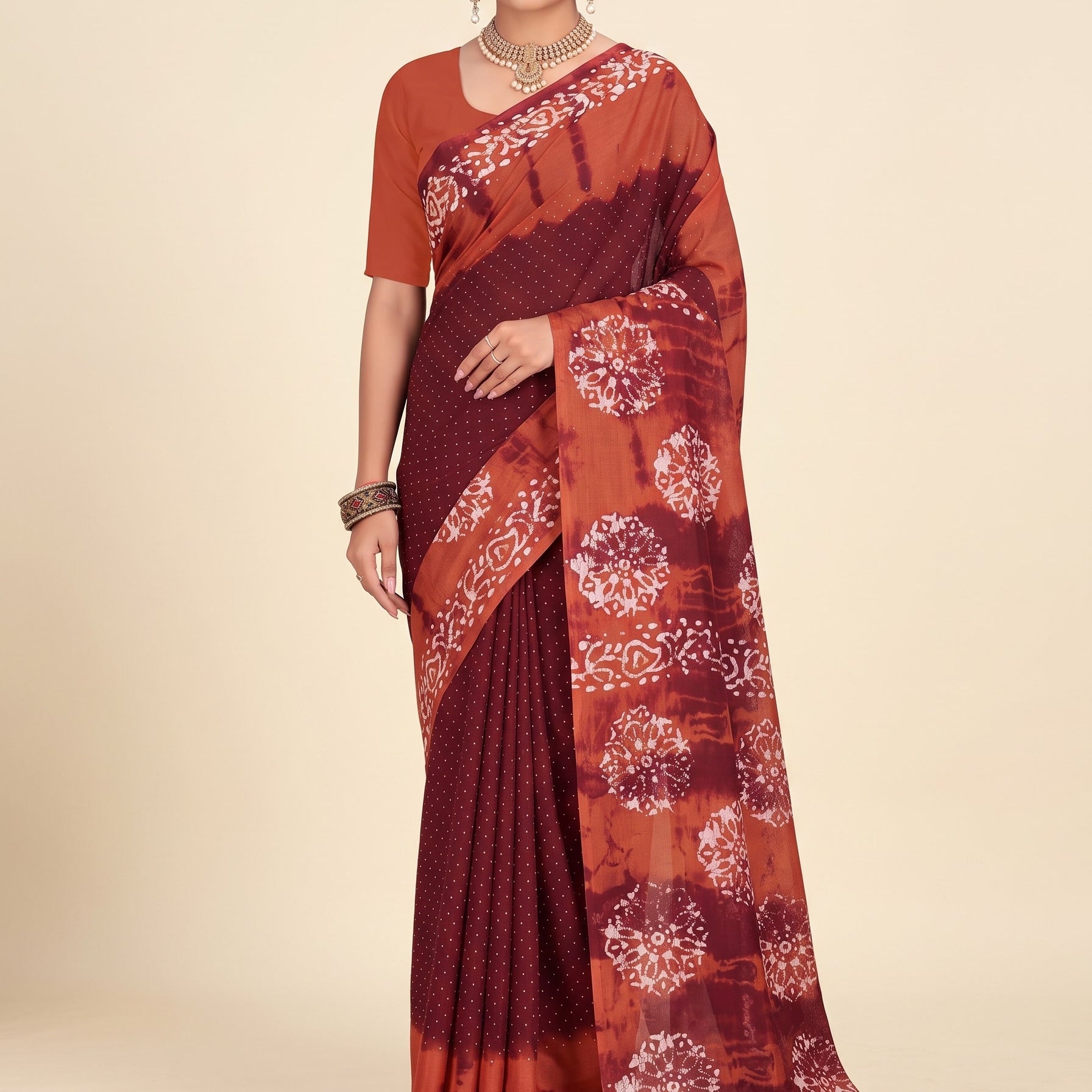 Shopify front studio [sku:K-1621-MAROON-RUST-ORANGE]