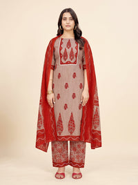 Beige and Red