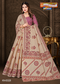 Grid and Floral Pallu