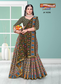 Kalamkari Floral with Olive Pallu