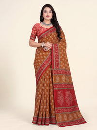 Floral Pallu Mustard Body