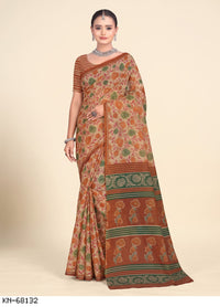 Brown Floral Pallu