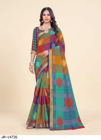 Bold Checks with Red Leaf Motifs