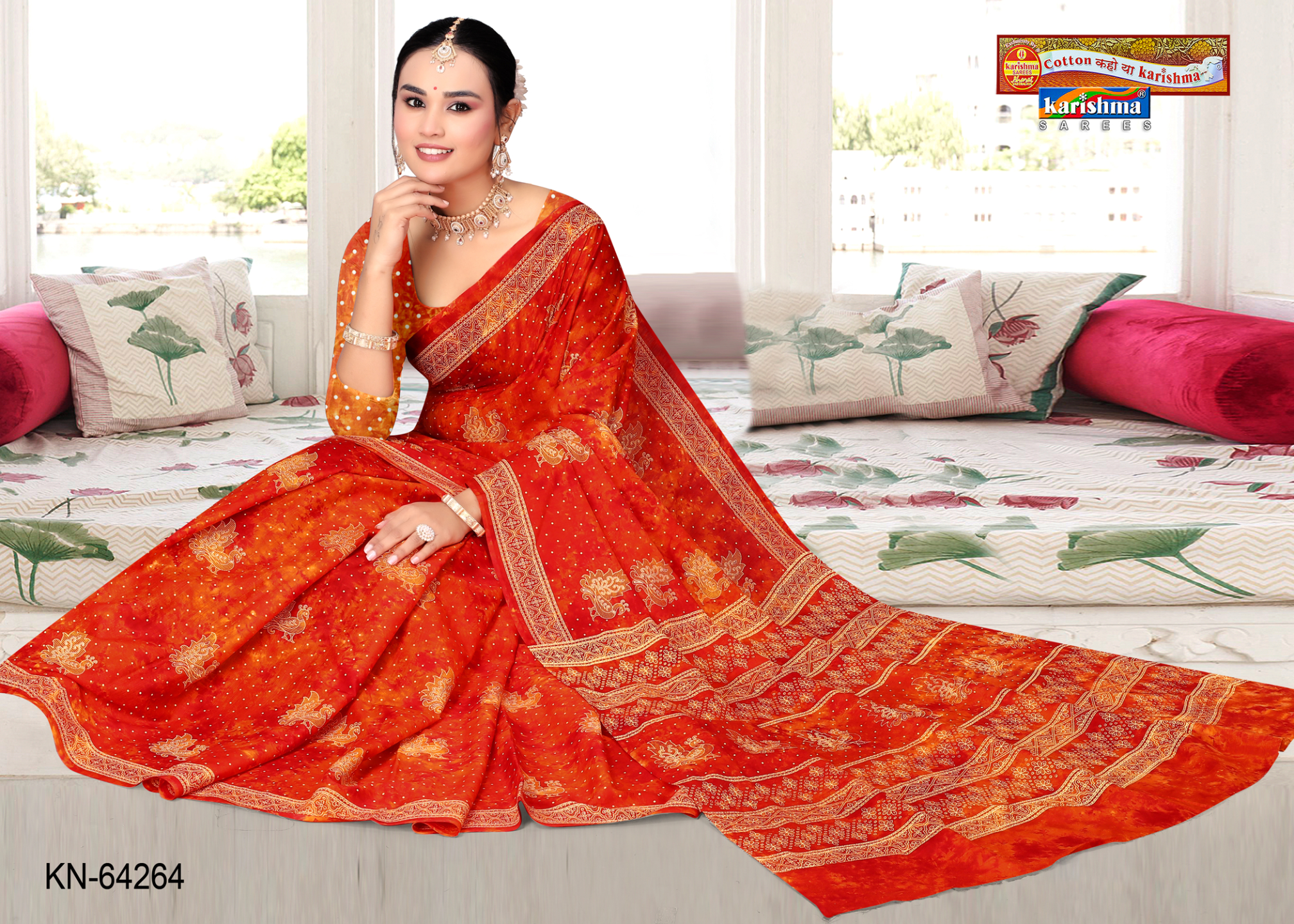 Orange malai saree [sku:KN-64264]