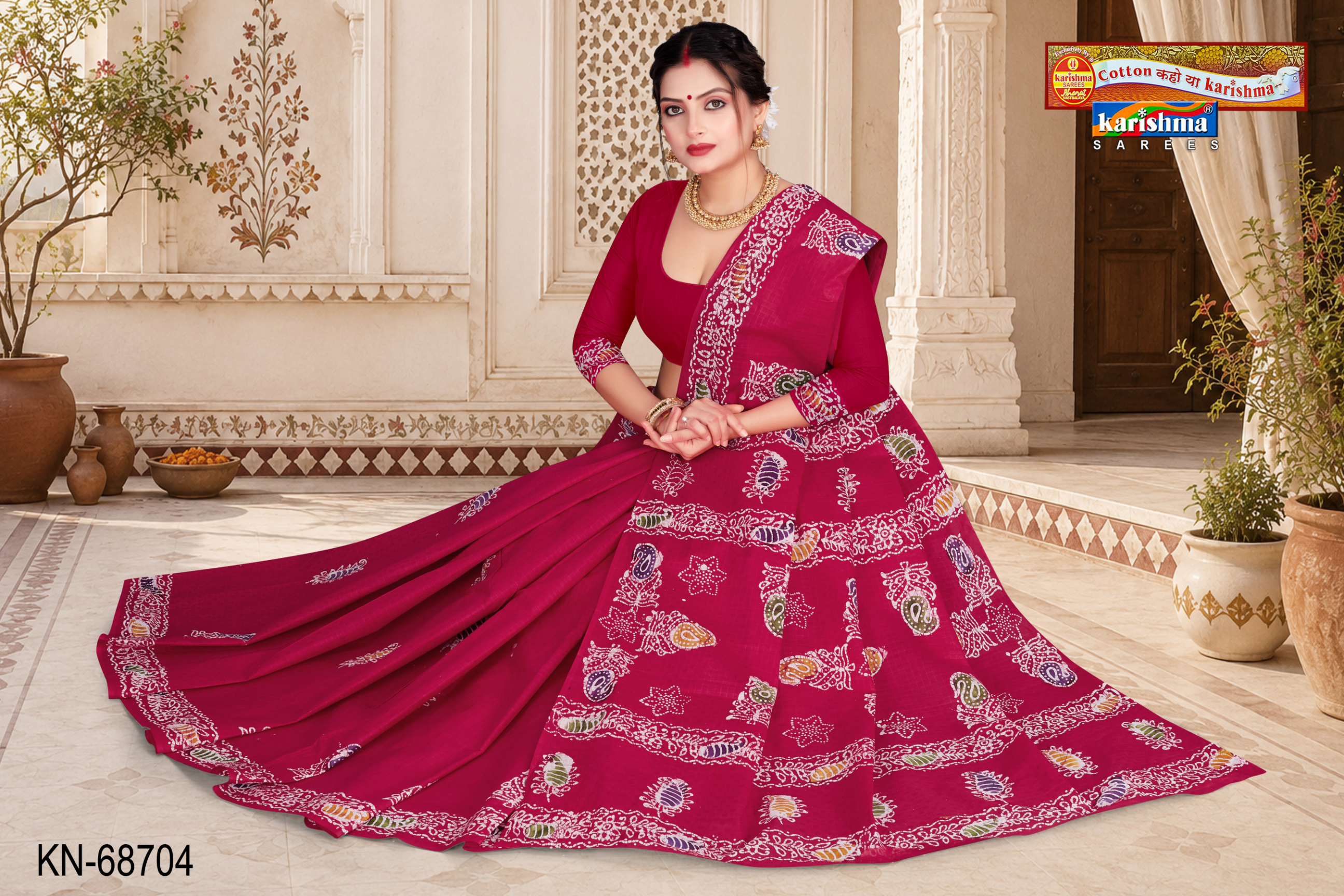 Magenta Red malai saree [sku:KN-68704]