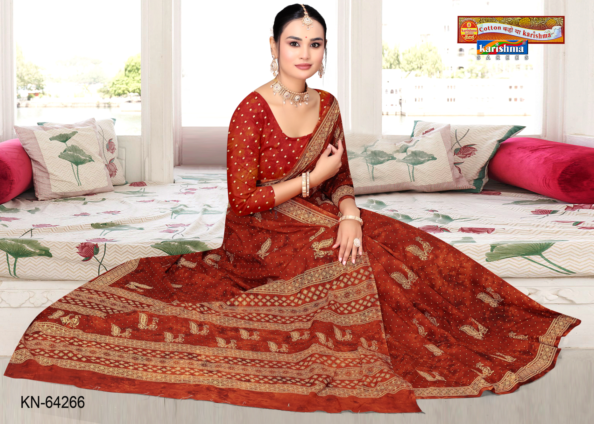 Maroon Red malai saree [sku:KN-64266]