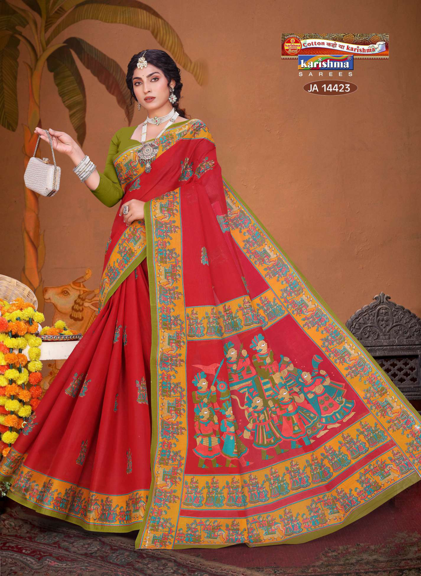 Red & Yellow cotton saree