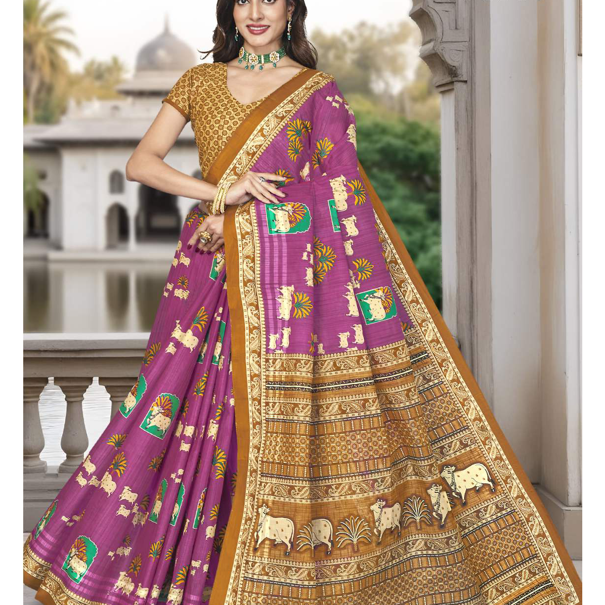 Mauve Purple cotton saree [sku:59444]