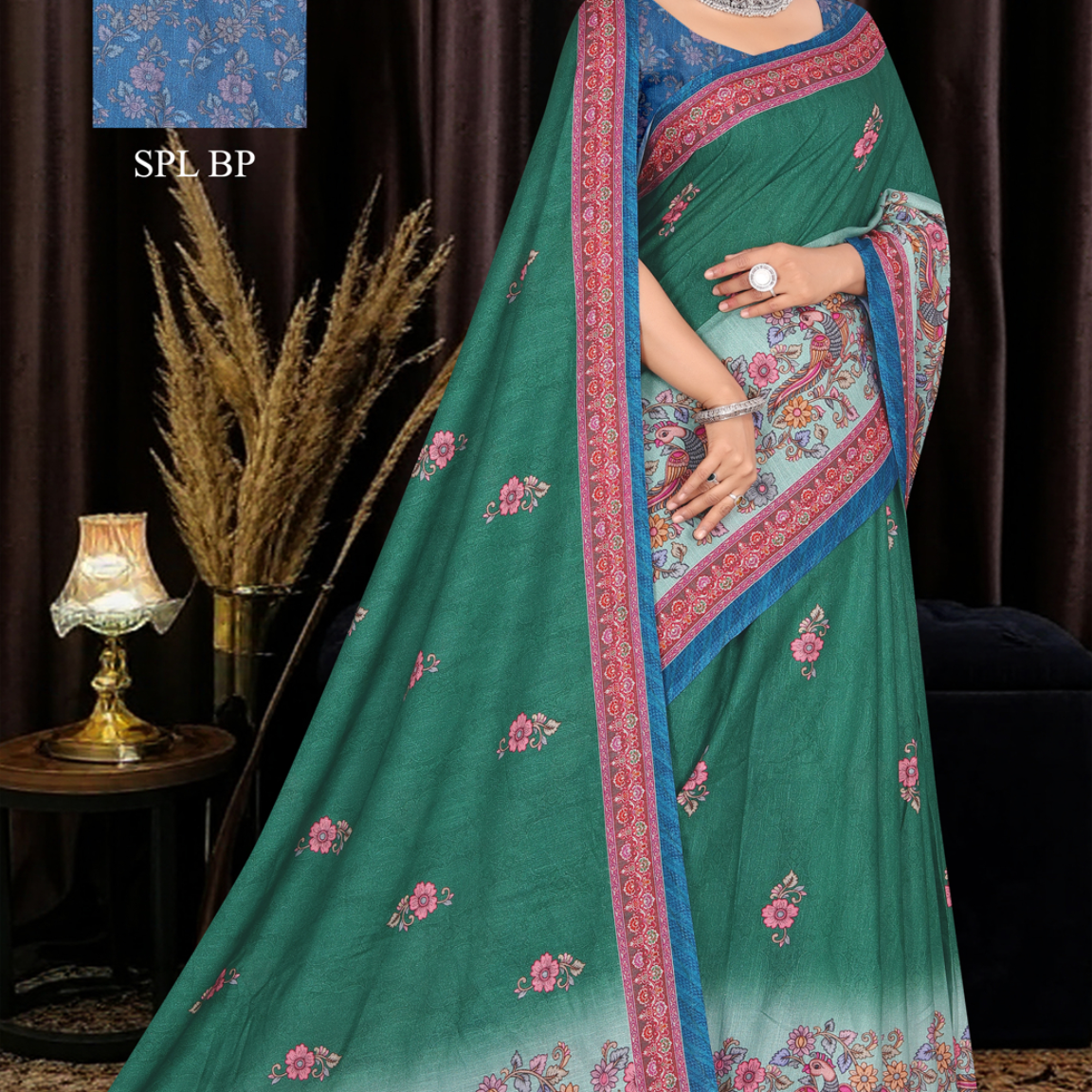 Green malai saree [sku:KN-68320]