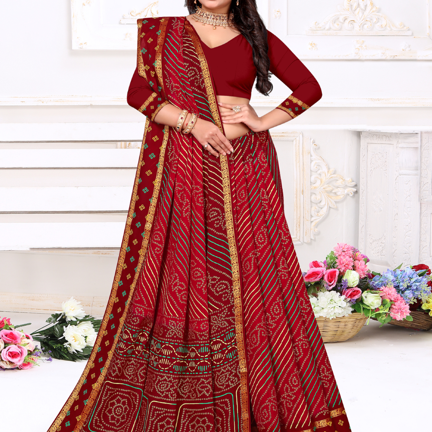 Maroon malai saree