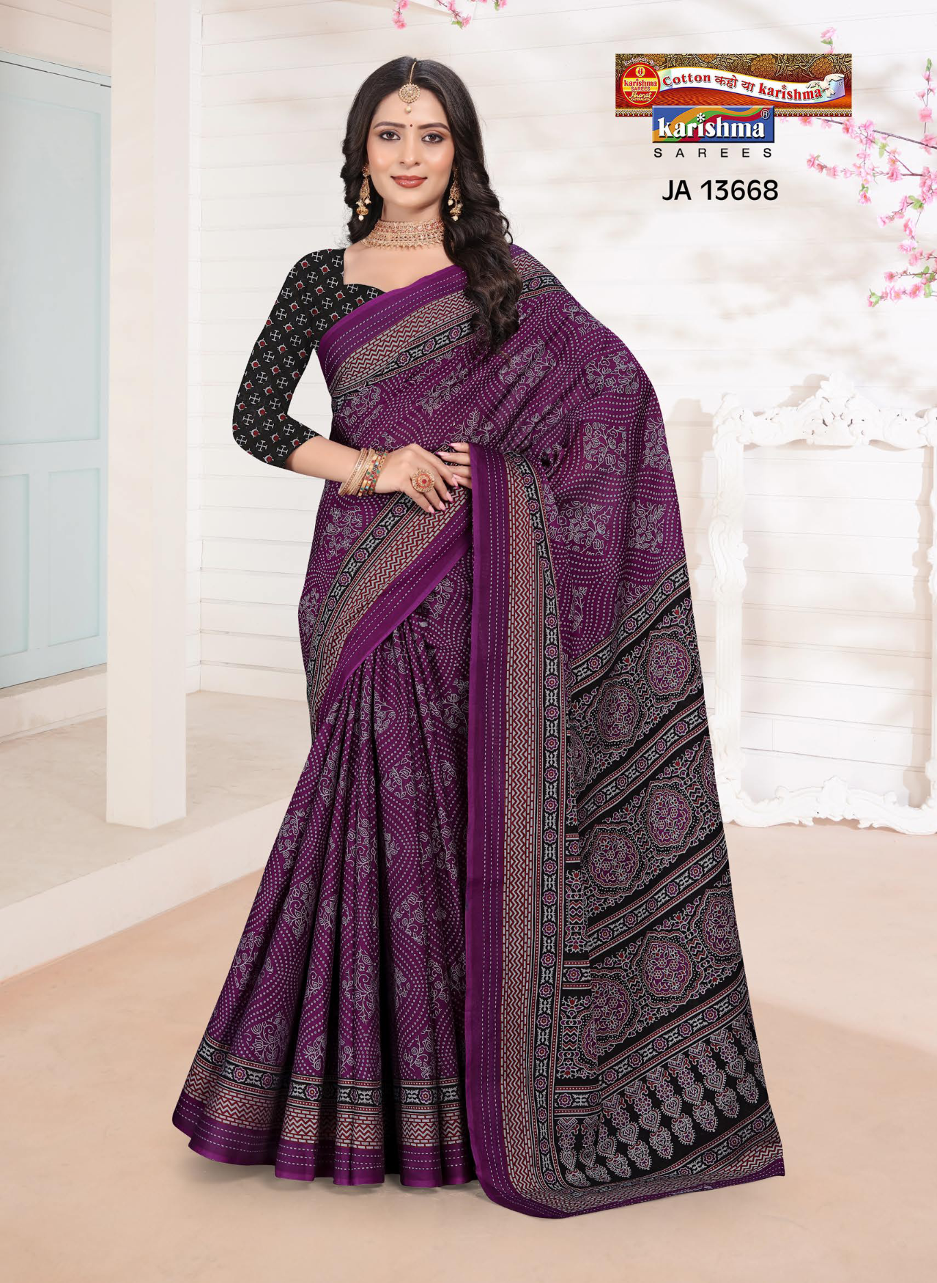 Purple muslin saree