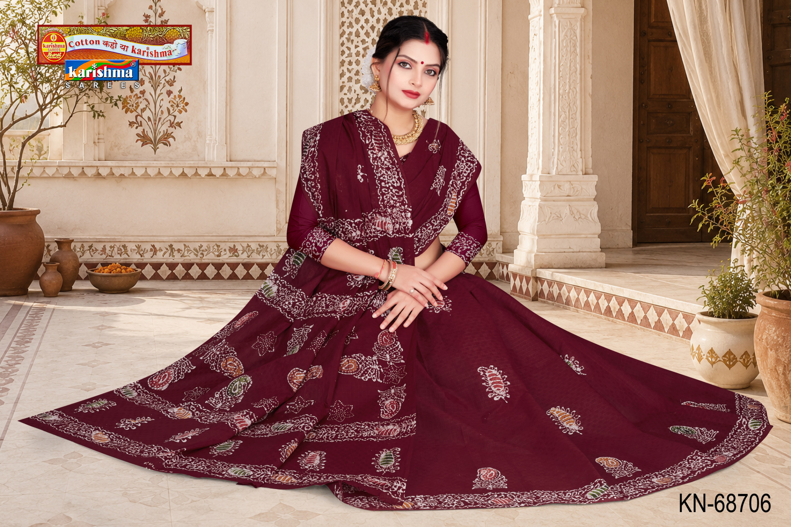 Maroon malai saree [sku:KN-68706]