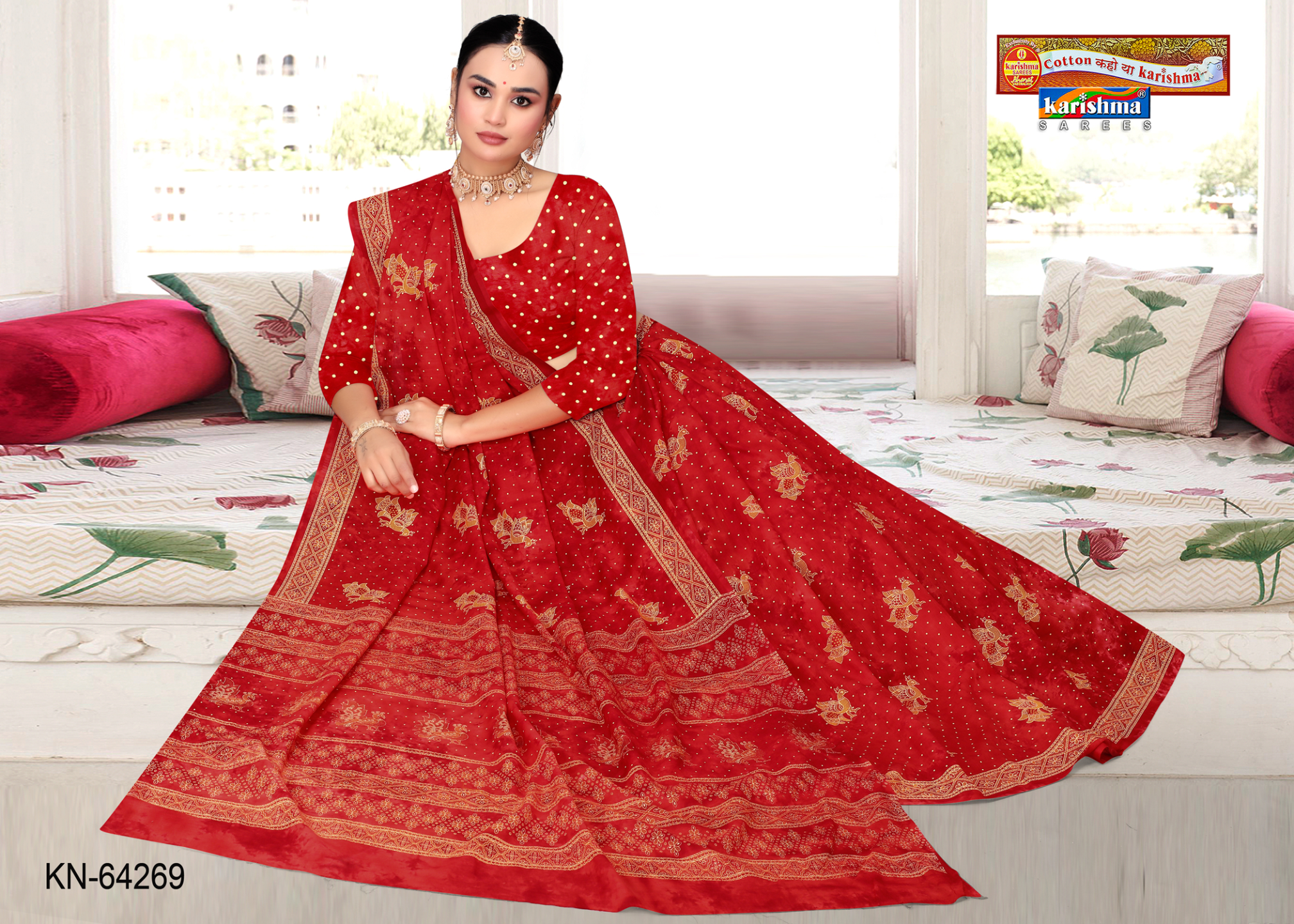 Red malai saree [sku:KN-64269]