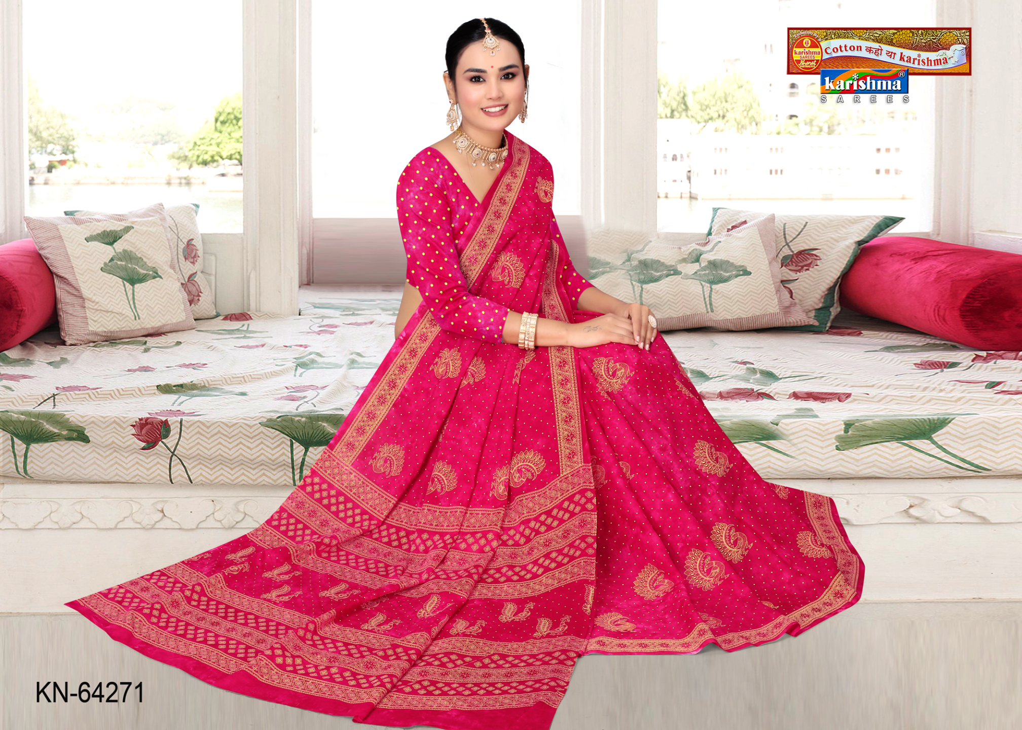 Magenta Pink malai saree [sku:KN-64271]