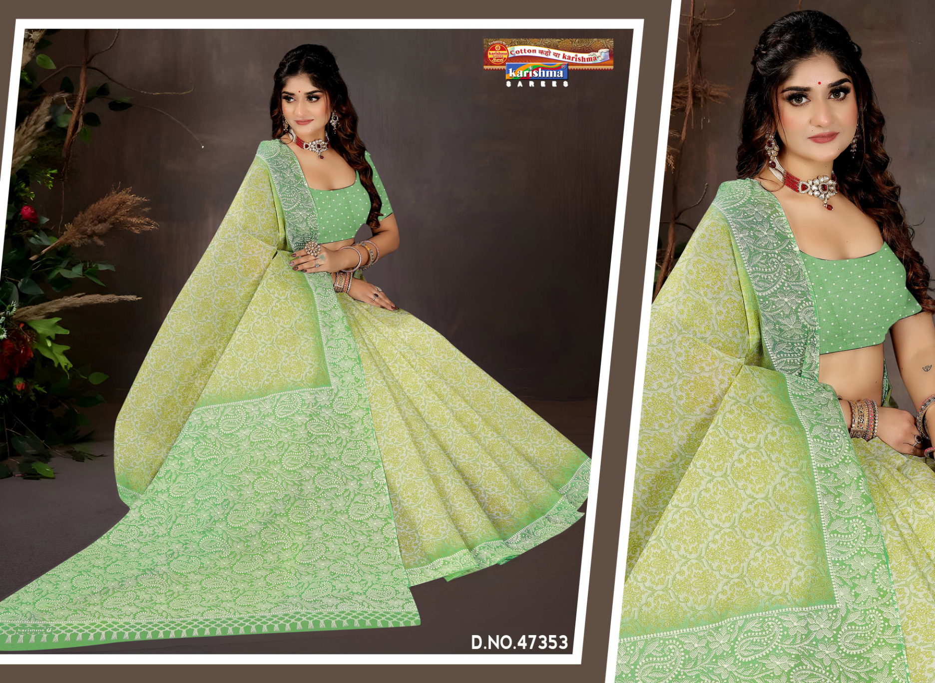 Lime Green cotton saree [sku:D.NO.47353]